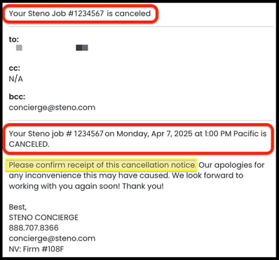 VID Cancellation Email Sample