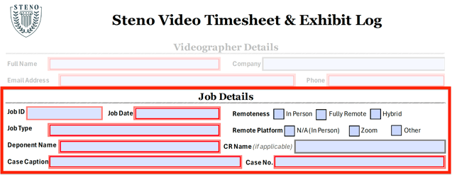Video Worksheet - Job Details